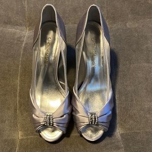Caparros silver open toe womens dress shoes sz9B